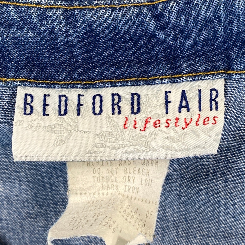 Bedford Fair Denim Dress Womens 20W Blue Button Front Maxi Sleeveless V-Neck USA - Picture 4 of 9